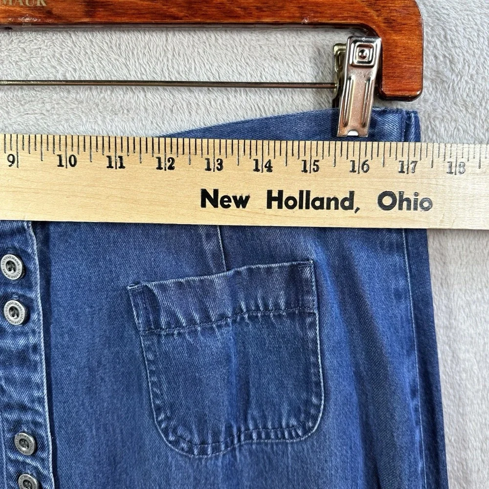 Liz Claiborne Denim Chambray Maxi Skirt Sz 14‎ Button Front Tencel Western